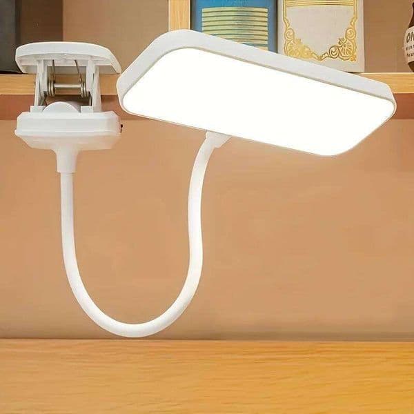 LED square clip-on desk lamp, study reading lamp for dormitories, bedrooms, and offices, USB rechargeable 26H0319