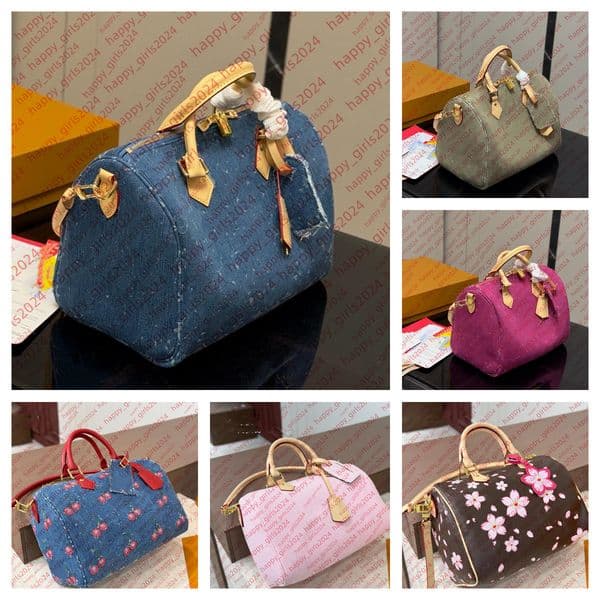 luxury travel handbag women totes bag designer speedyss pillow bag cherry denim duffel shoulder bag crossbody purse tote backpack top quality designer bag TM hobo