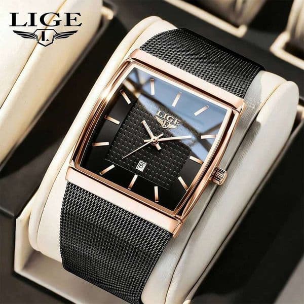 LIGE New Fashion Luxury Man Wristwatch Waterproof Luminous Stainless Steel Mesh Men's Watch Date Quartz Business Watches For Men