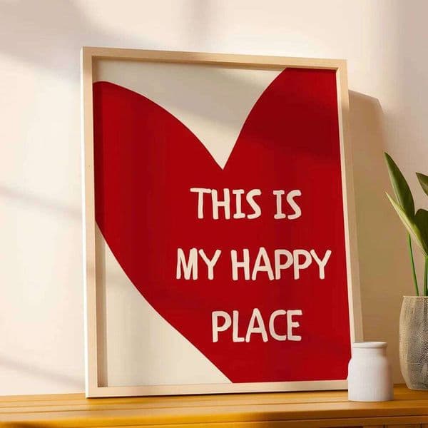 Lovely Trendy Red Heart Canvas Art Paintings Aesthetic This Is My Happy Place Wall Posters Prints for Living Room Home Decor 26Y0319