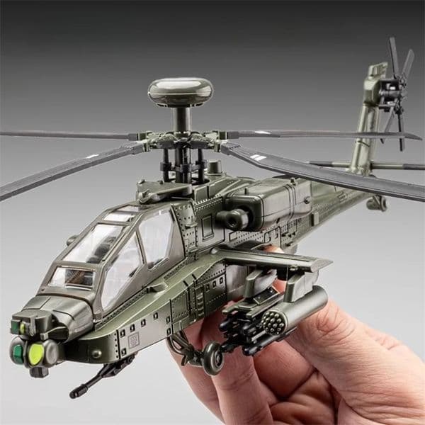 132 Scale AH-64 Airplane Model Toy Car Alloy Diecast Rotatable Propeller Sound Light Fighter Models for Kids Gifts 260313
