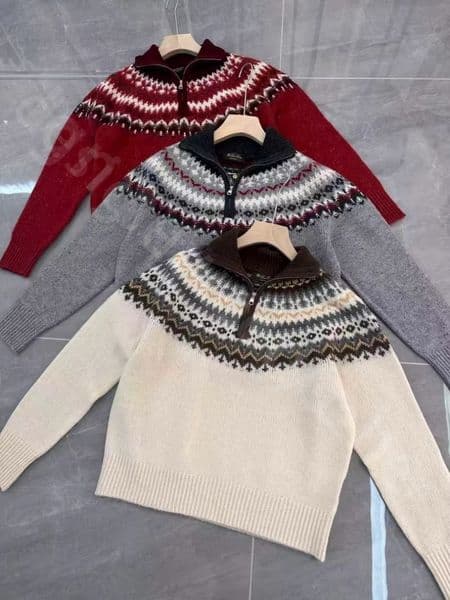 Luxury Designer Womens Sweaters Wool Vintage Christmas Fair Island Jacquard Turtle Neck Top L1289