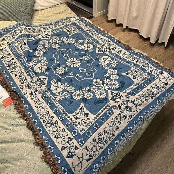 Europe Style Throw Cotton Thread Knitted with Tassel Floral Bohemian Sofa Cover Bed Blanket Camping Rug 26H0319