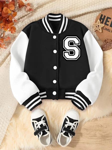Childrens Clothing Girls Short Baseball Jacket Casual Sports School Uniform with Letters Pattern n Suitable for Girls Aged 4 to 260319