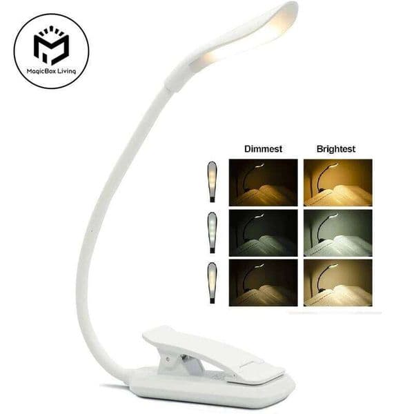 USB Rechargeable Clip-On Light 3 Color Book Adjustable Brightness Reading Lamp Kids Sleep Aid Lights for Kindle 26Y0319