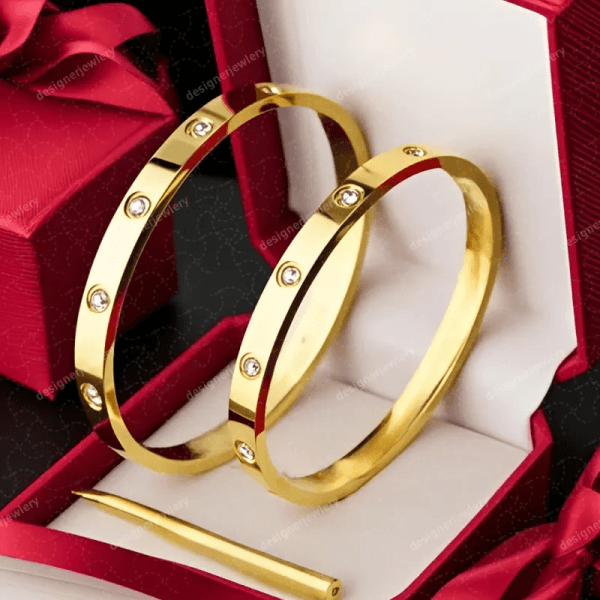 luxury jewelry for women bangle high quality 18k gold plated stainless steel diamond Valentine's Day gift love designer bracelet