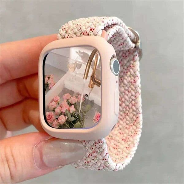 Korean Cute Braied Strap + Case Watch Band 49mm 41mm 45 44 38 42 Nylon Bracelet For iWatch Series 9 8 7 6 5 4 3 SE 40 26L0319