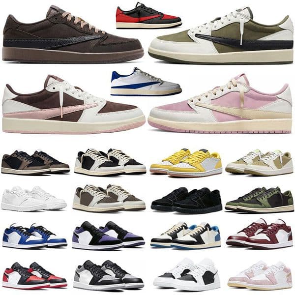 2026 designer Velvet Brown 1 1s Low men Basketball Shoes Golf Black Olive Reverse Dark Mocha Fragment Wolf Grey Sail Black Phantom UNC Panda Womens Sports