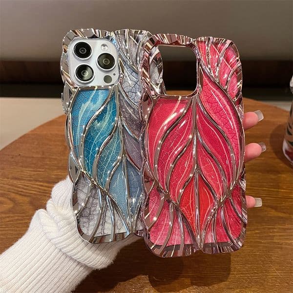 Colorful Leaves Phone Case For Iphone 17 16 15 14 13 Pro 12 11 Max Plus 16Pro Plated 17Promax Phone Case 16Promax Irregular 15Pro Cover 15Promax Hard 14Pro 13Pro Shell