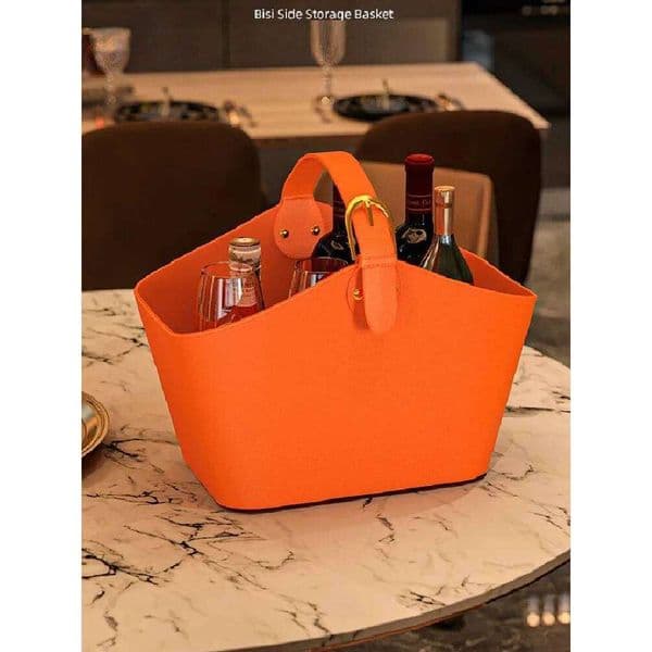 Portable Large Capacity Leather Storage Basket 26H0319