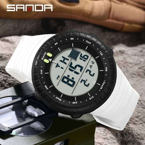 SANDA New 6256 Men's Electronic Large Dial Outdoor Waterproof Sports Night Light Alarm Clock Multifunctional Watch