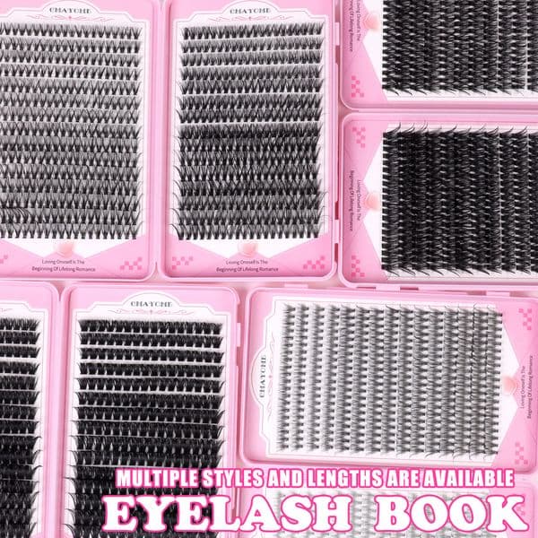 Thick Fluffy DIY Individual Eyelashes Soft Vivid D Curled DIY Cluster Lashes Kit with Lash Bond & Seal Reusable Handmade Cluster Segmented Eyelash Extensions