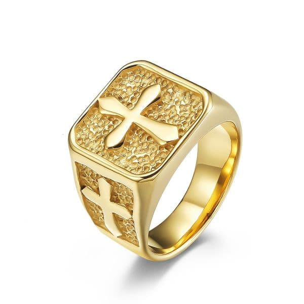 Unique design vintage stainless cross ring, style men's personalized square titanium steel hand accessory