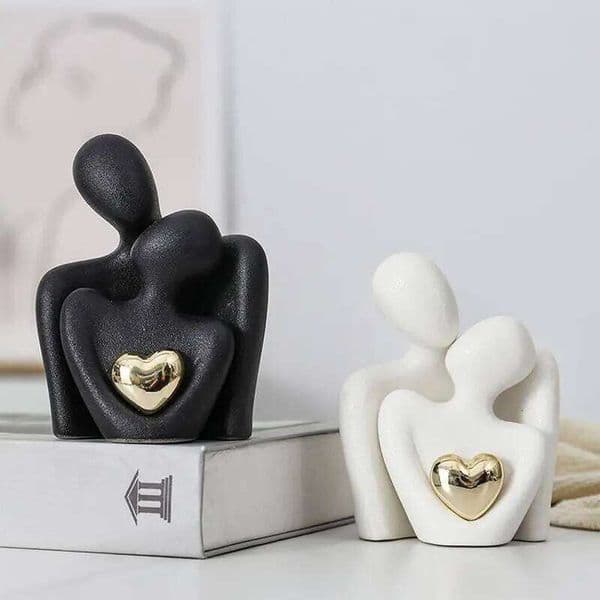 Loving Abstract Romantic Couple Sculpture Ceramic Figure Love Wedding Figurines Art Craft For Bookshelves Decor 26W0319