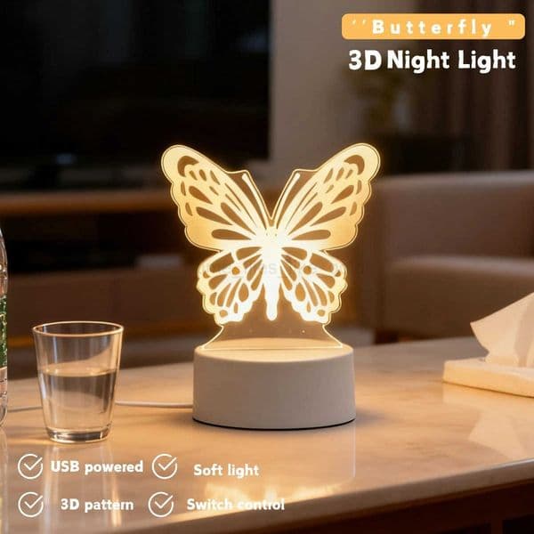 3D Dreamy Butterfly LED Night Light USB Desktop Decorative Light Suitable for Romantic Bedroom Decoration Ideal Christmas Gif H260318