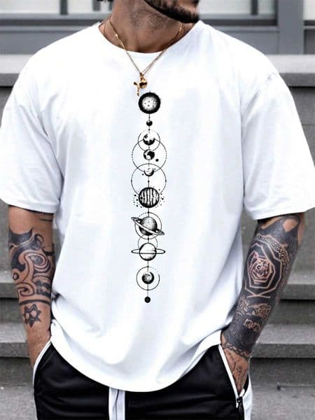 Summer Bestseller Spe Planet Pattern Print 100 Pure Cotton Personalized Casual Daily Outdoor Sports Fitness Loose Men T-shirt J260318