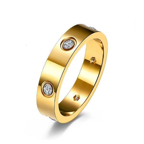 Luxury and high-end fashion titanium steel diamond-encrusted couple rings, unisex trendy jewelry wholesale manufacturer