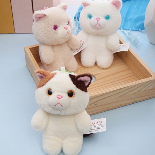 Soft Cute Cat Plush Keychain Pendant, Stuffed Animal Backpack Charm, Birthday Gift for Girls