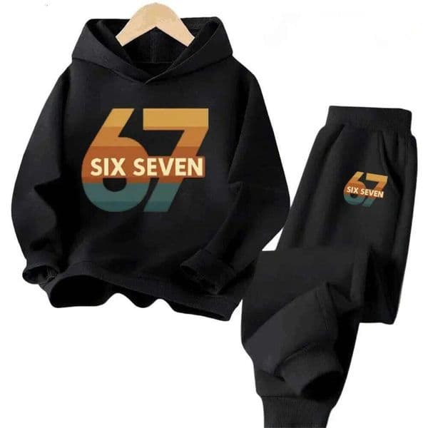 67 Comfort Kids 4-13Y Organic Cotton Anti-Shrink Outfit Skin-Friendly School Wear Ship Children's Comfortable Sweatshirt Set S260318