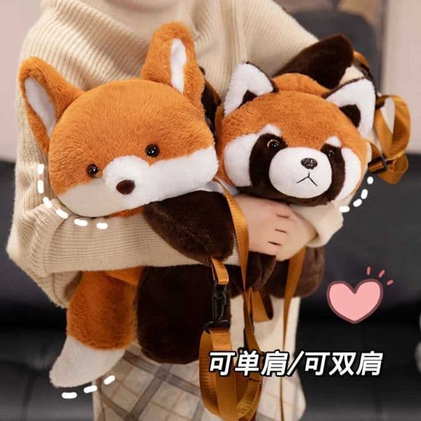 50CM Lovely Cartoon Anime Fox Little Panda Plush Dolls Backpack Cute Animal Toys Stuffed Bags Childrens Birthday Gifts J20260319