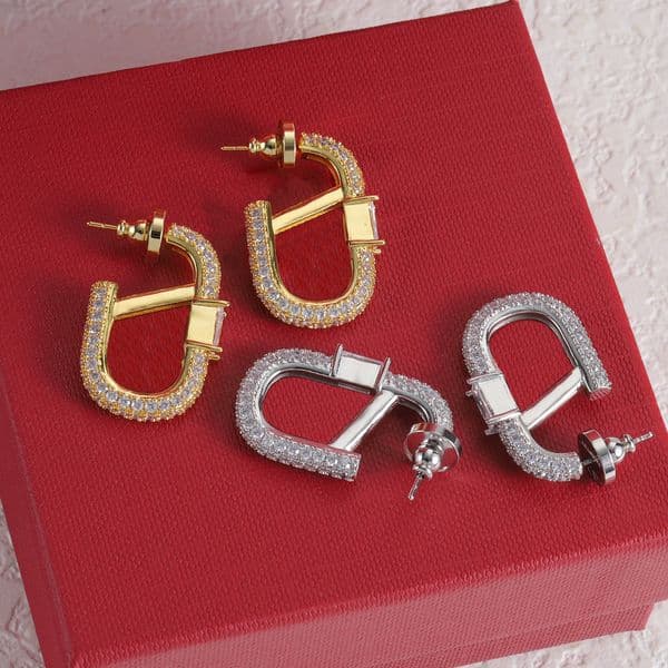Fashionable Copper Earrings With Exquisite Zircon Inlay Simple And Atmospheric Earrings Perfect For Daily Wear As Gifts