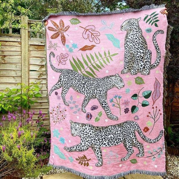 Beach Pink Blankets Jacquard Leopard Knitted Throw Blanket Bedspread Sofa Cover Tapestry for Home Decor 26H0319
