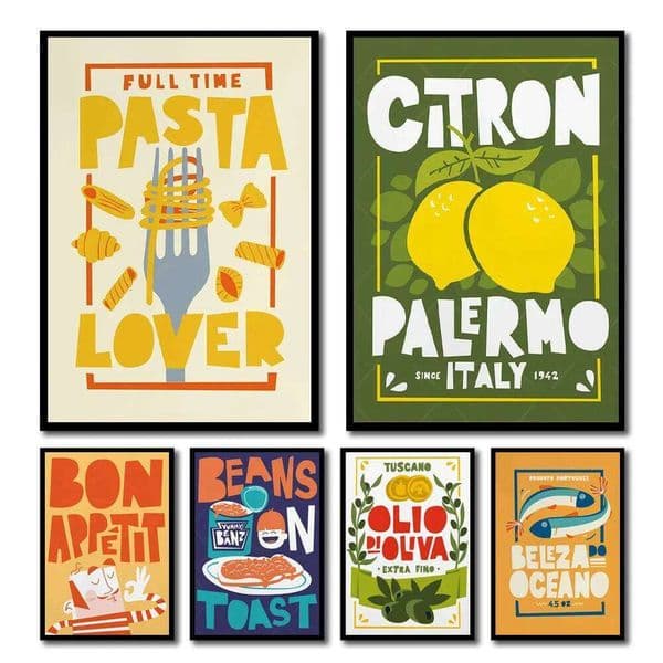 Beans on Toast Cartoon Funny Food Prints and Posters Bon Appetit Quote Canvas Painting Kitchen Wall Picture Club Bar Shop Decor 26Y0319