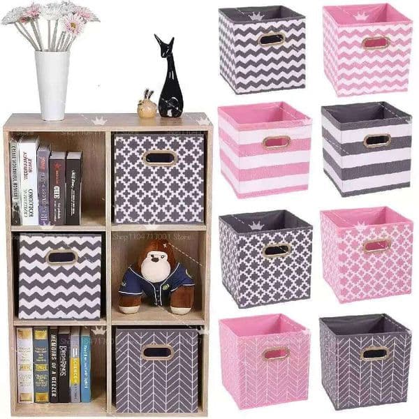Large-capacity Foldable Bins with Handle Closet Home Supplies Collapsible Sundries Box for Storage Shelves 26H0319