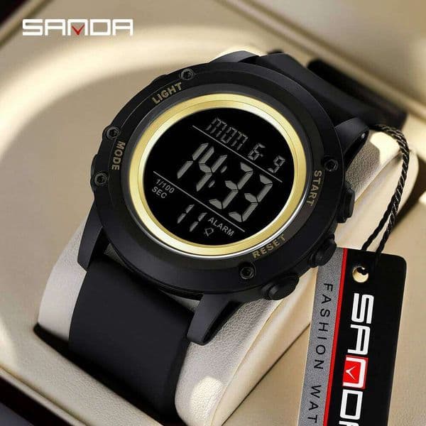 Sanda 2165 Fashion Men's Sports Fitness Running Multi functional Waterproof LED Night Light Digital Watch