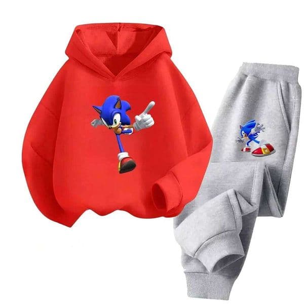 2025 Hot Selling Sonic Cartoon Printed Children's Hoodie+Sports Pants Autumn/Winter Season Set S260318