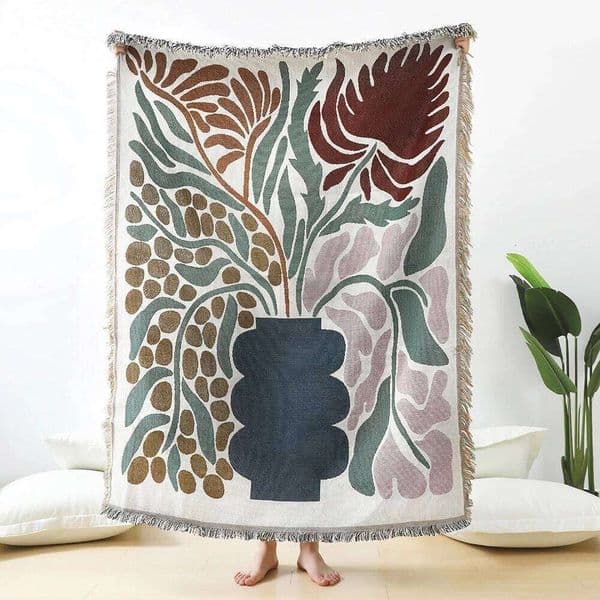 Wall Carpet Floral Daisy Pattern Woven Sofa Bed Room Decor Tassel Thread Blanket Large Throw Tapestry Picnic Mat 26H0319