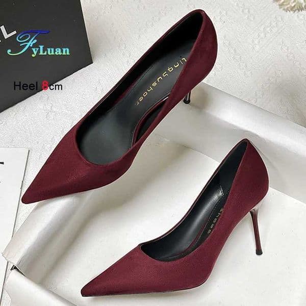2025 Wine Red Shallow Mouth Womens Pumps Elegant Sexy Versatile Ladies High Heel Single Shoes Fashion Banquet Ceremony Stiletto Z260318