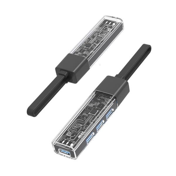 Docking Station Transparent Type C Multi Function Four Port USB 3.0 Expander