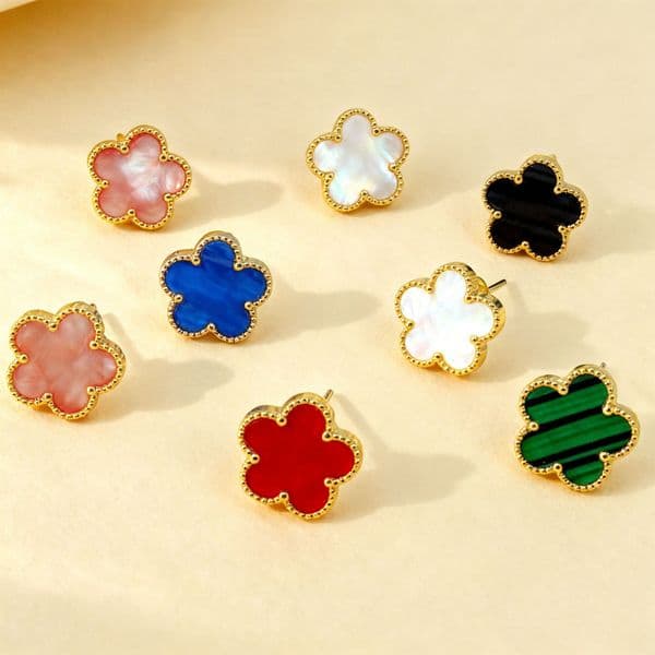 designer earrings Clover earings Charm Designer jewelry Charm birthday gift Fashion Four-leaf Clover Gold Plated Mother-of-Pearl Classic charm moissanite earrings