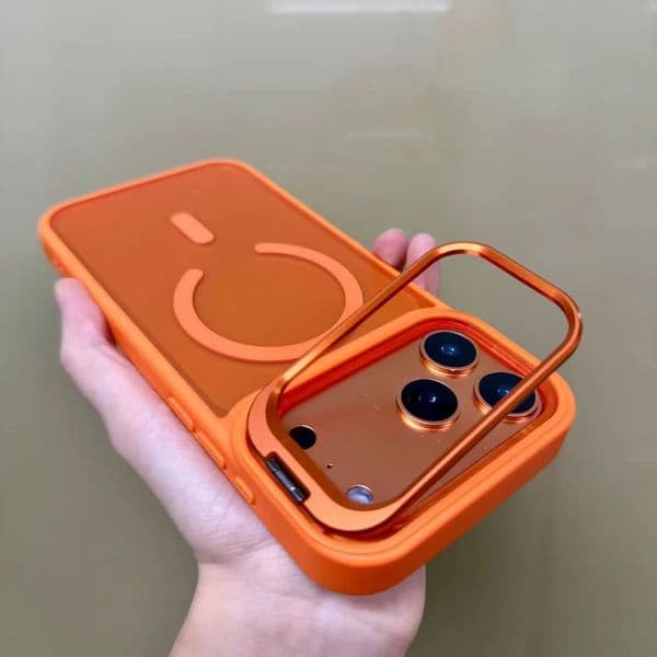 Frosted Magnetic Magsafe Shockproof Phone Case With Metal Stand Holder For iPhone 17Air 17 15 16e 16 14 Plus 13 12 11 Pro Max Protector Cover Cases