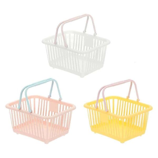 3pcs Small Plastic Mini Storage Basket Grocery Tiny Shopping Baskets with Handle Organizer Filtered Water for Toys Snacks 26H0319