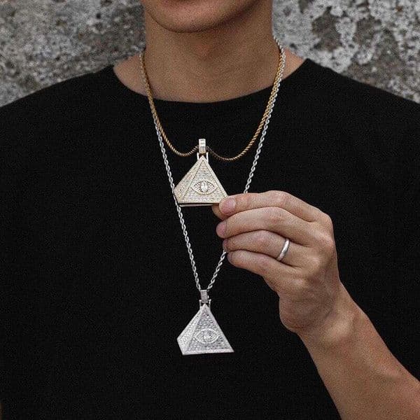 European And American Cross-Border Pyramid Pendant Necklace, Hip-Hop High Street Accessory, Unisex Zircon Necklace