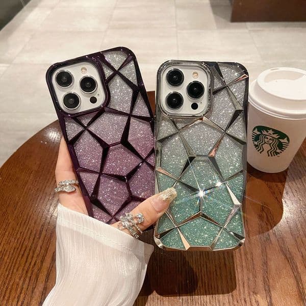 Diamond Grid Phone Case For Iphone 16 15 14 13 Pro 12 11 Max Plus 16Promax Plated 16Pro Phone Case 14Promax Glitter 15Promax Cover 14Pro Unique 13Promax 12Promax Shell