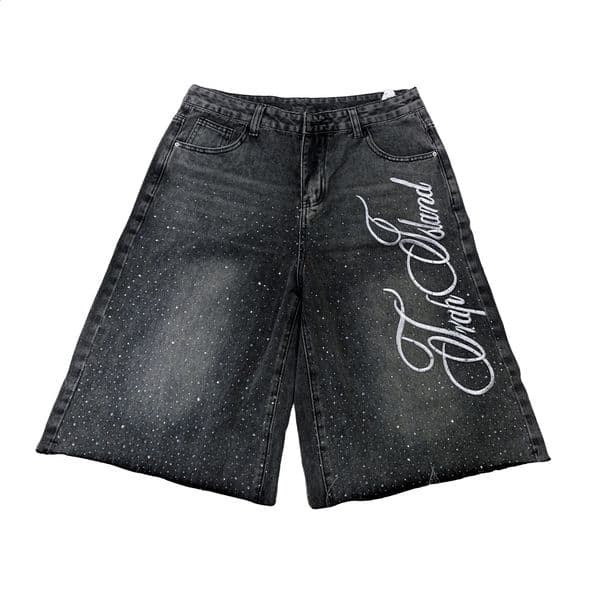 Men Baggy Jean Shorts Y2K Casual Vintage Wide Leg Straight Denim Hip Hop Streetwear 260319