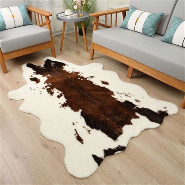 Modern Minimalist Fur Indoor Living Room Bedroom Rug Faux Leather Zebra Animal Skin Pattern Carpet Machine Washable