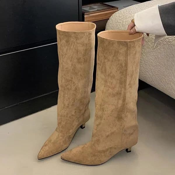 Liyke Autumn Winter Sexy Women Knee-High Boots Street Style Pointed Toe Thin Low Heels Cowboy Ladies Shoes Long Botas De Mujer 260318