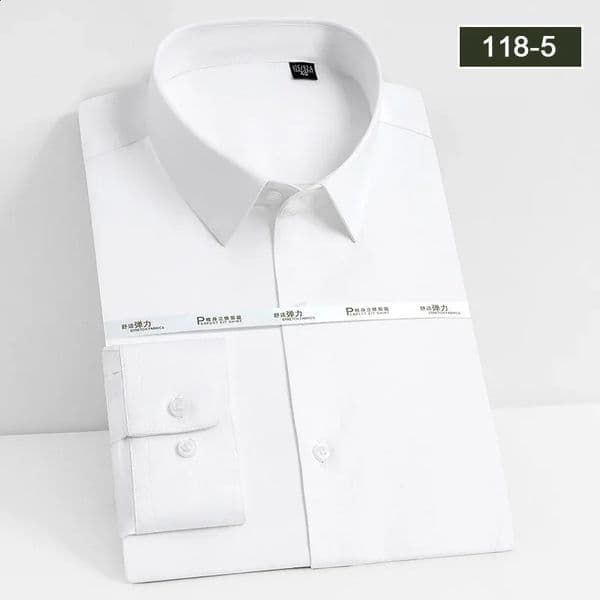Mens white shirt long sleeved wedding business non ironing formal wear professional workwear casual wrinkle resistant 260319