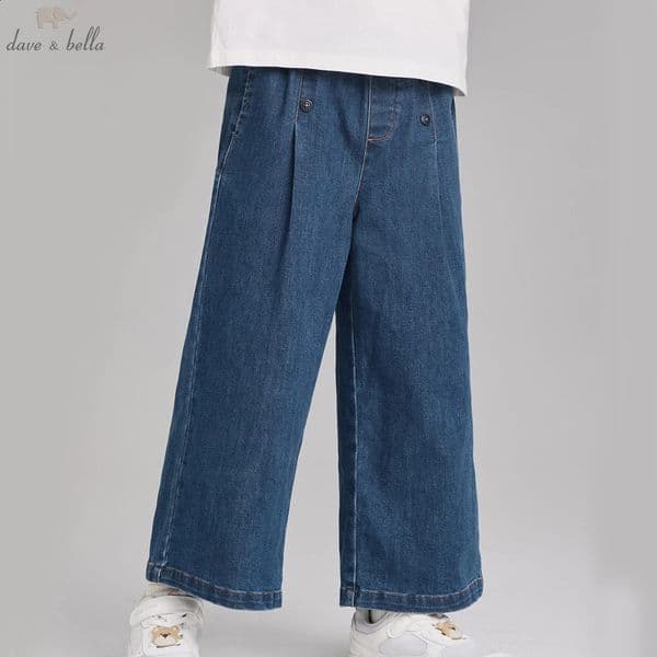 Dave Bella Girls Wide Leg Jean Pants Spring Autumn Girls Straight Pants Casual Loose Jeans Outdoor Trousers DK3252665 260312