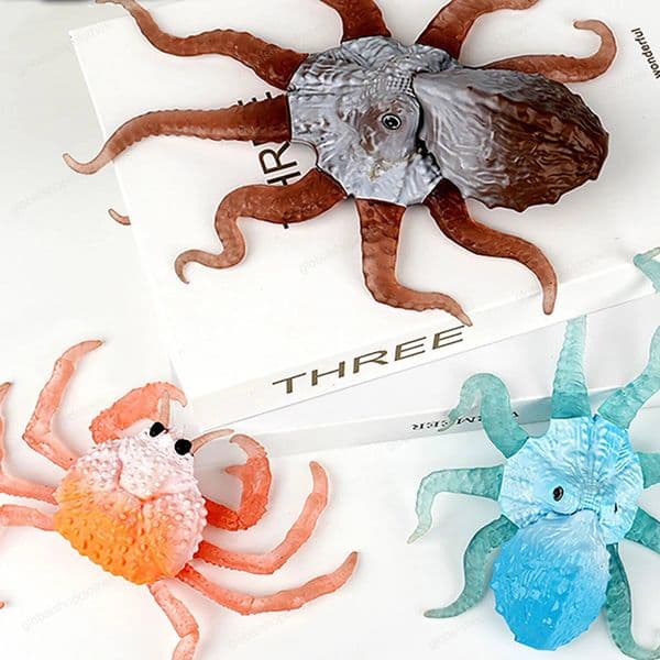 Needoh Simulated Underwater Animal World Soft Rubber Octopus Crab Relieving Stress Children's Stretching Toy Shell is Hard