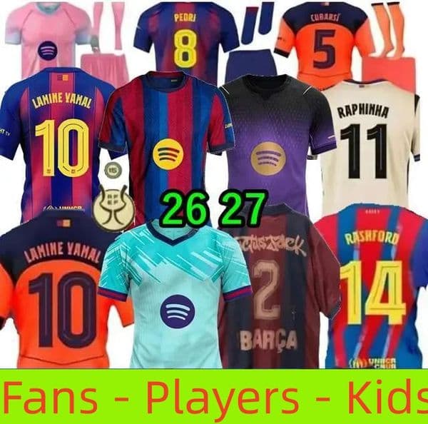 Barcelona 25 26 27 LAMINE YAMAL Lewandowski RASHFORD soccer jersey Ed Sheeran OLMO GAVI Raphinha FERRAN 2025 2026 2027 football shirt kids home away men