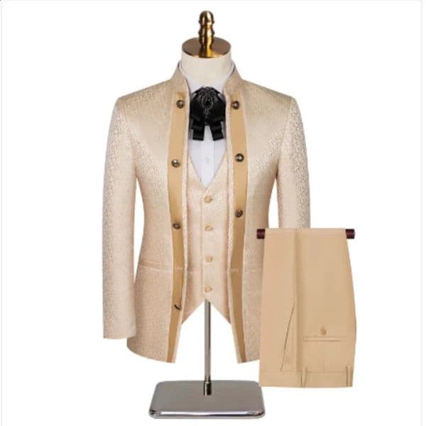 2025 Wedding Host Performance Mens Suit Dress Threepiece Botanical Floral Pattern Blazer for Men with Pants and Vest 260319