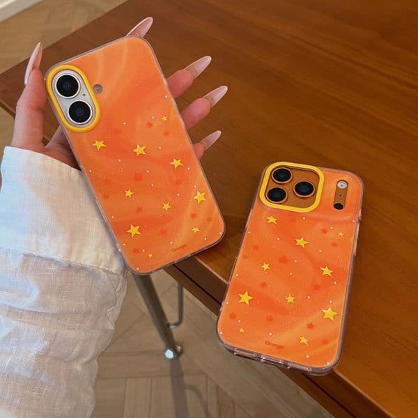 Orange Rendering Phone Case For Iphone 17 16 15 14 Pro Max 16Pro Colored Stars 16Promax Phone Case 15Promax Unique 15Pro 17Pro Cover 17Promax Hard 14Pro 14Promax Shell