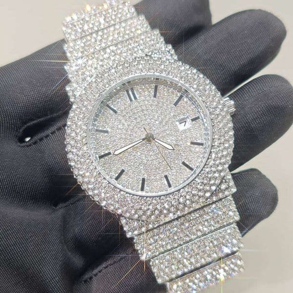 Hot New Luxury Watches Men Full Diamond Iced Hip Hop Stylish Quartz Watch For Male Waterproof Calendar Men's Wristwatches 26W0319