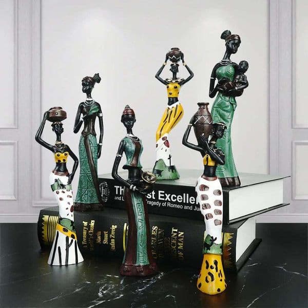JUK Creative Resin African Women Black Retro Ornaments Vintage Crafts Home Living Decorations 26W0319