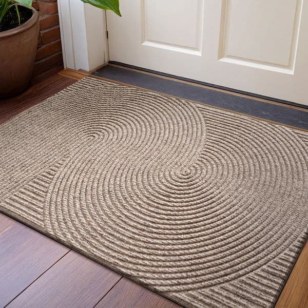3D Groove Outdoor Doormat TPR Anti-Slip Floor Mat Dustproof Wear-Resistant Polyester Rug for Porch Home Entrance Decor 260318